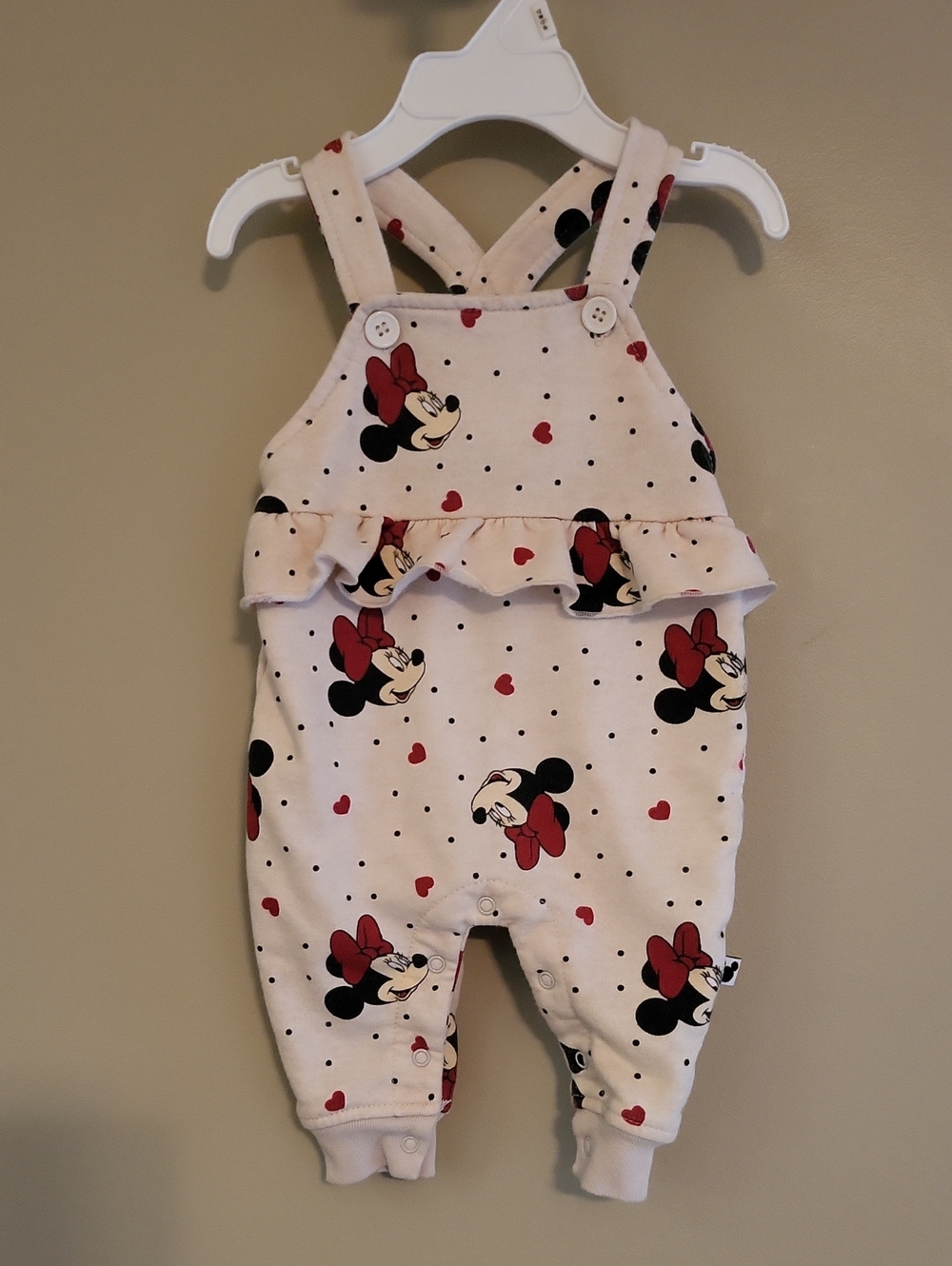 Disney Minnie Mouse heart print soft overalls